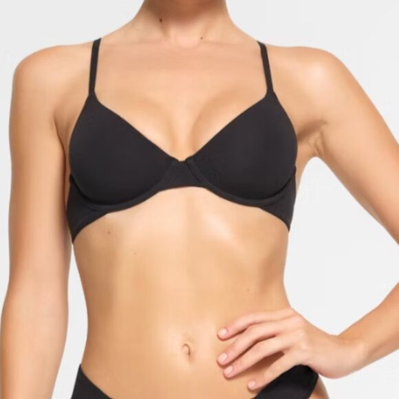 Skims Black Cotton Underwire Balconet Demi Bra 30C NWT - Picture 1 of 7
